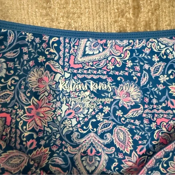 KuLani Kinis Blue and Pink Paisley Bikini Set - Picture 3 of 7
